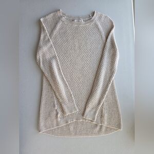LOFT Small Beige Textured Open Knit Sweater Coastal Grandma Minimalist Cozy